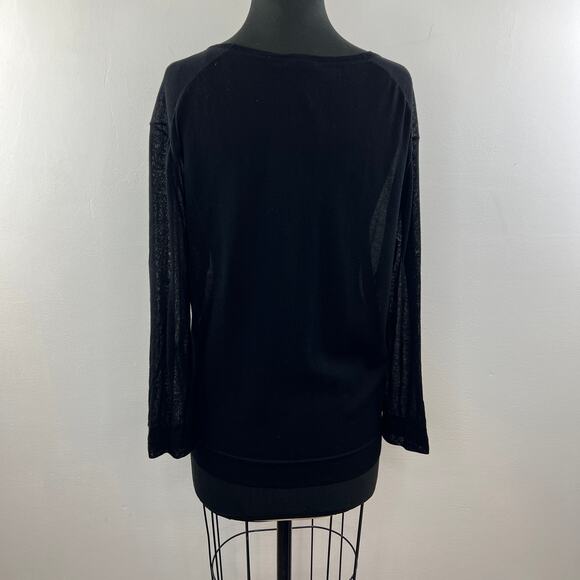 THEORY Black Cardigan Sweater Viscose Button Front Ribbed V-Neck Knit Size Large - Picture 4 of 7